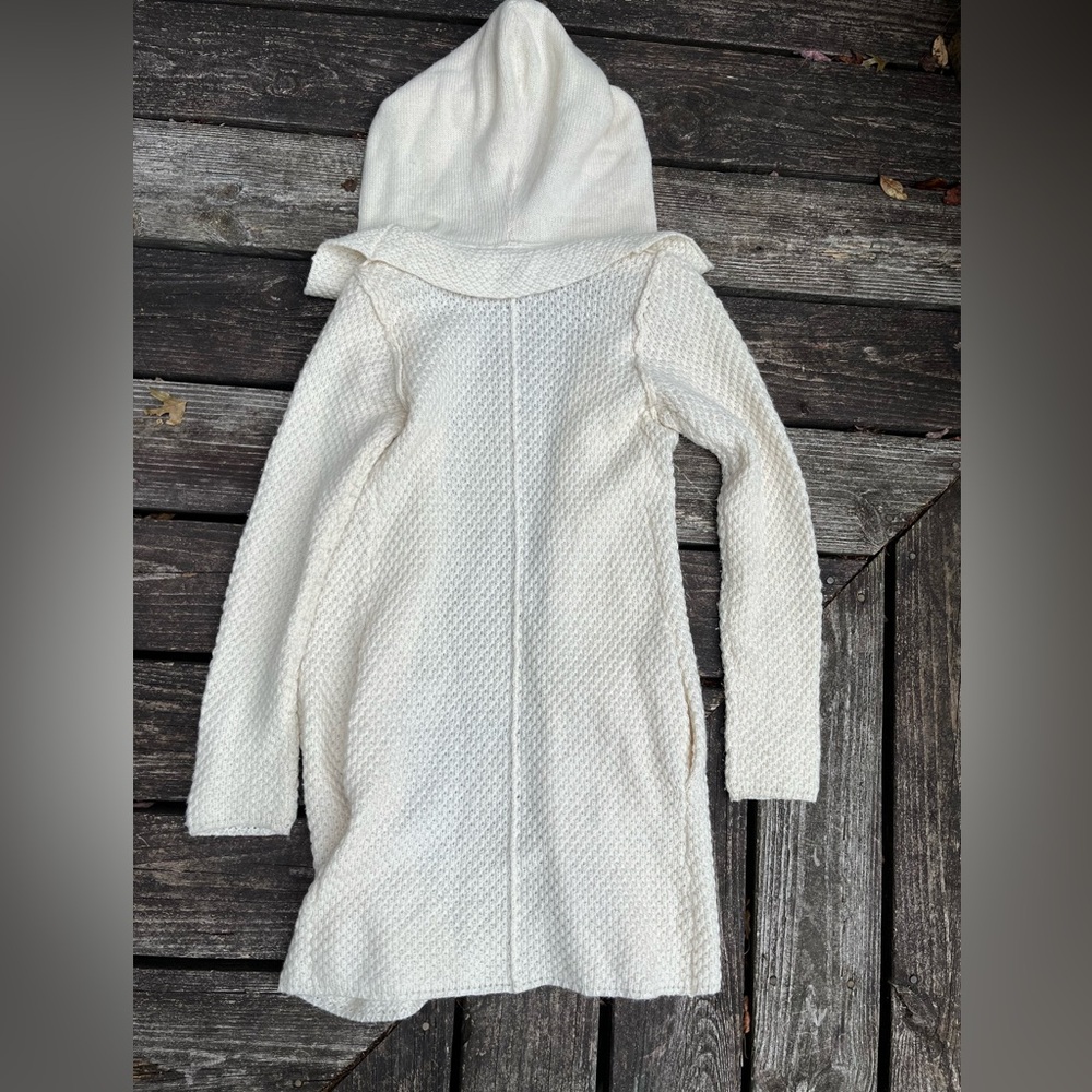 Lucky Brand Wool Blend Duster with Hood Cream color XS - Picture 2 of 6